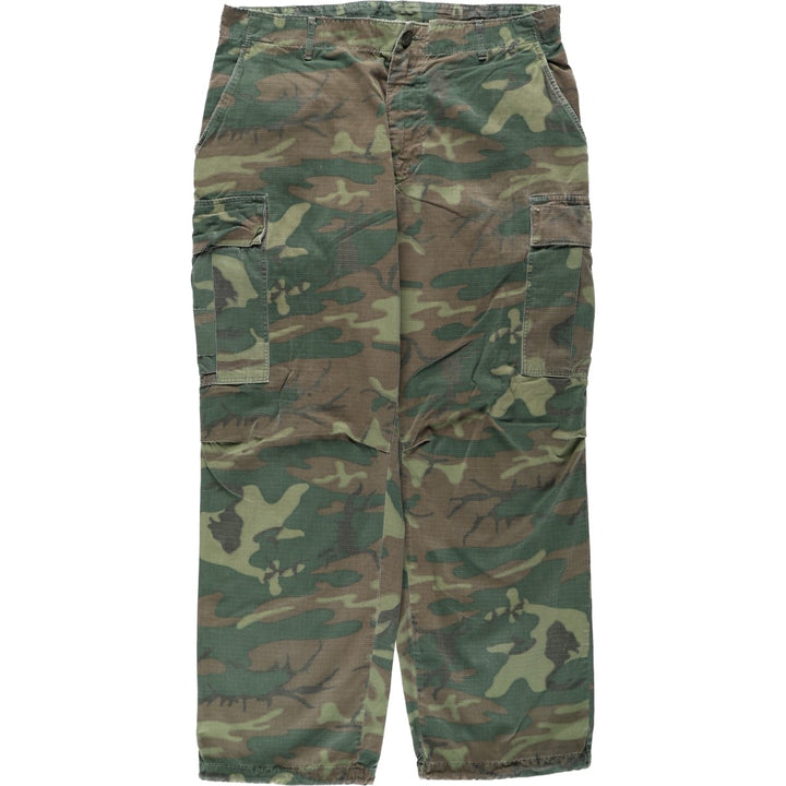 Genuine US military surplus camouflage pattern woodland camo military cargo pants, made in the USA, large-regular size (equivalent to men's W37). cotton green type Vintage Second Hand