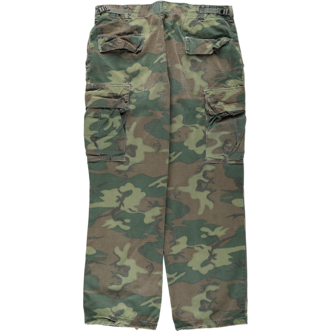 Genuine US military surplus camouflage pattern woodland camo military cargo pants, made in the USA, large-regular size (equivalent to men's W37). cotton green type Vintage Second Hand