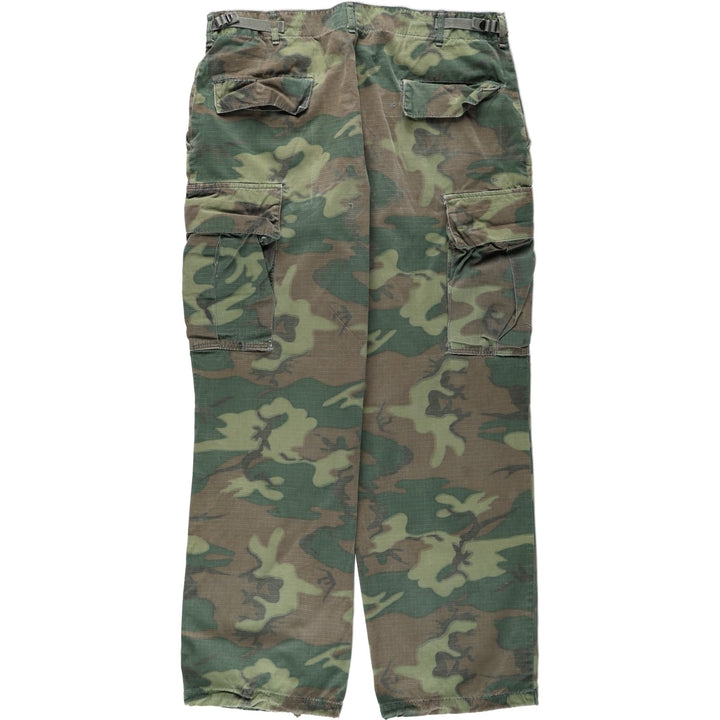 Genuine US military surplus camouflage pattern woodland camo military cargo pants, made in the USA, large-regular size (equivalent to men's W37). cotton green type Vintage Second Hand