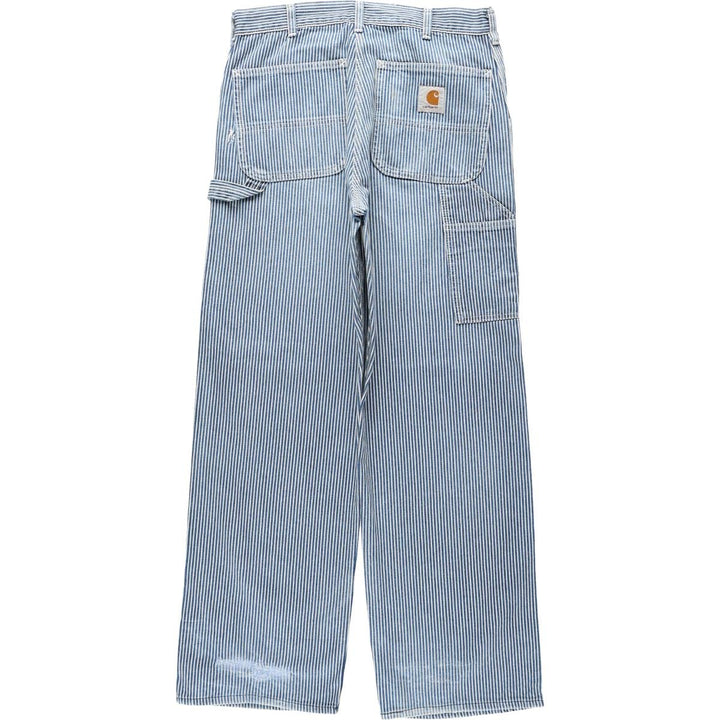 Carhartt hickory stripe denim painter pants, men's size W32 (approx.) unclear blue type Vintage Second Hand