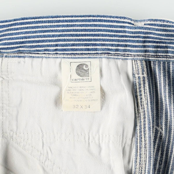 Carhartt hickory stripe denim painter pants, men's size W32 (approx.) unclear blue type Vintage Second Hand