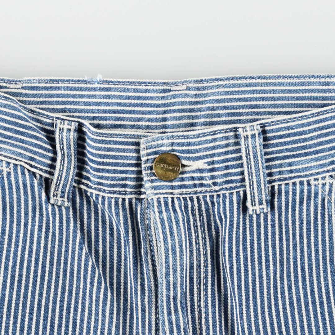 Carhartt hickory stripe denim painter pants, men's size W32 (approx.) unclear blue type Vintage Second Hand