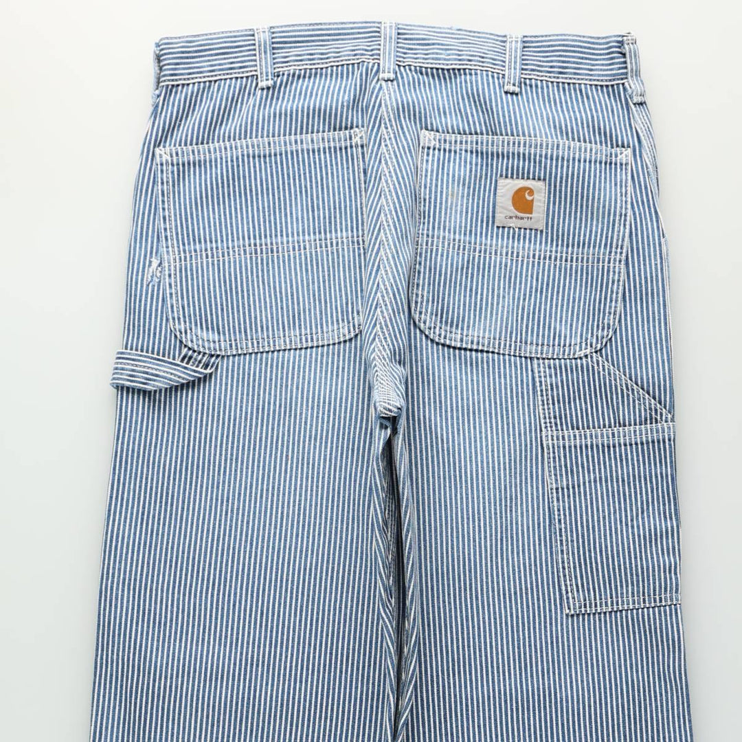Carhartt hickory stripe denim painter pants, men's size W32 (approx.) unclear blue type Vintage Second Hand