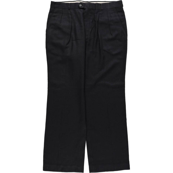 1990'S Christopher Hayes Two-Pleat Slacks, Made in USA, Men's Size W36 (approx.), Vintage unclear black type Vintage Second Hand