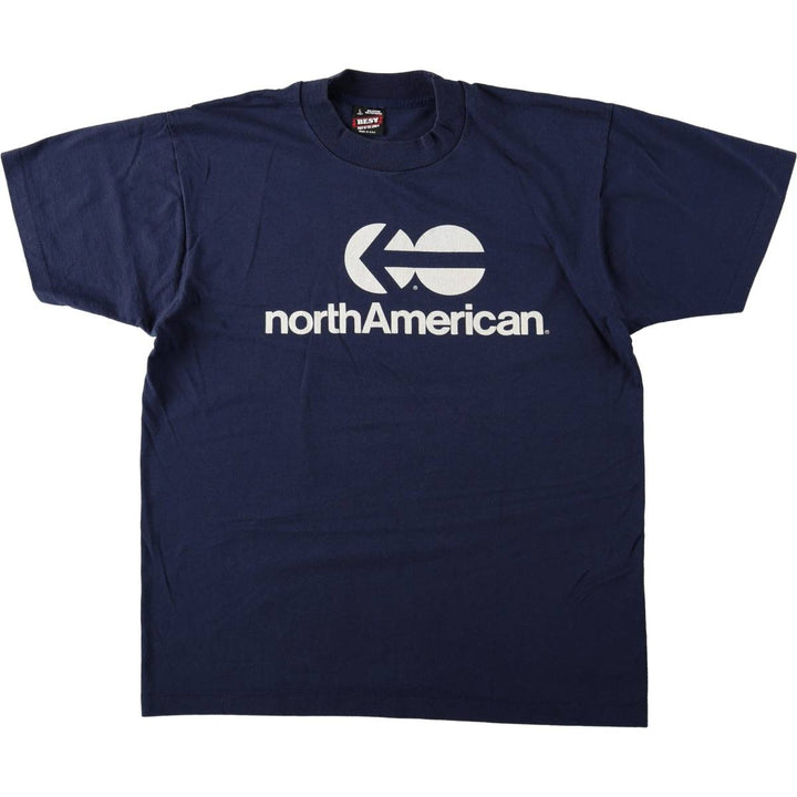 90'S Fruit of the Loom NORTHAMERICAN Advertising T-Shirt, Made in USA, Men's Size L (approx.), Vintage cotton navy blue type Vintage Second Hand