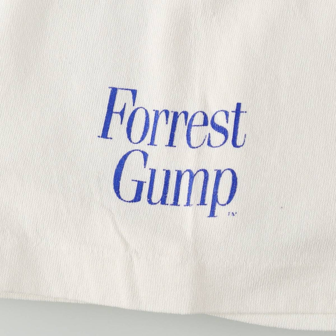 90'S FL Robinson FORREST GUMP Movie T-Shirt, Made in USA, Men's Size L (approx.), Vintage cotton white type Vintage Second Hand