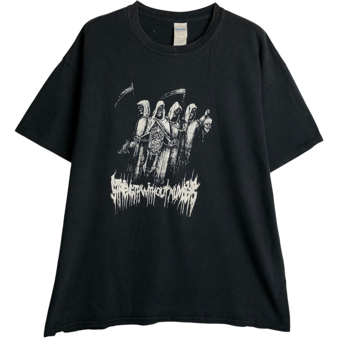 Gildan Printed T-shirt, Men's XL size cotton black type Vintage Second Hand