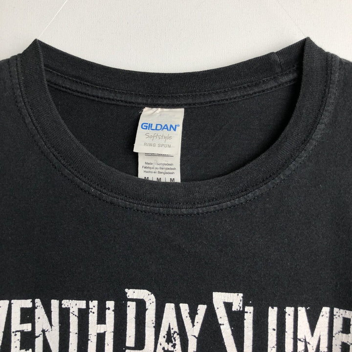 Gildan Seventh Day Slumber American flag pattern band t-shirt, men's size M equivalent. cotton black type Vintage Second Hand