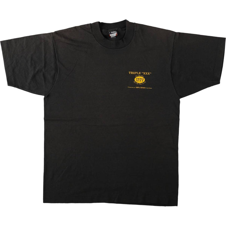 90'S Screen Stars Triple XXX Family Restaurant Advertising T-Shirt, Made in USA, Men's Size L (approx.), Vintage cotton black type Vintage Second Hand