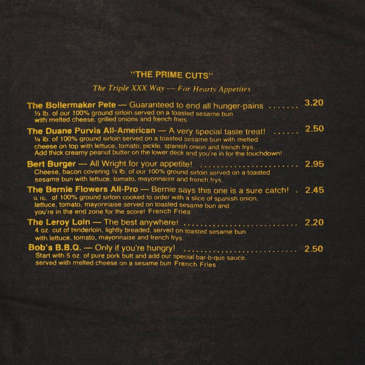 90'S Screen Stars Triple XXX Family Restaurant Advertising T-Shirt, Made in USA, Men's Size L (approx.), Vintage cotton black type Vintage Second Hand