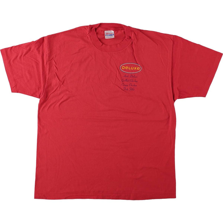 90'S Hanes McDonald's Deluxe Line Advertising T-Shirt, Men's XL (approx.), Vintage cotton red type Vintage Second Hand