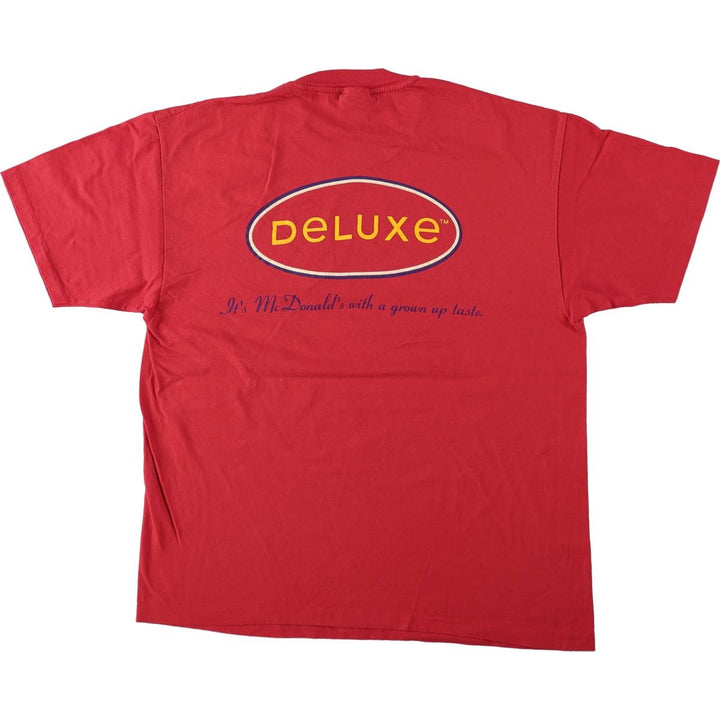 90'S Hanes McDonald's Deluxe Line Advertising T-Shirt, Men's XL (approx.), Vintage cotton red type Vintage Second Hand