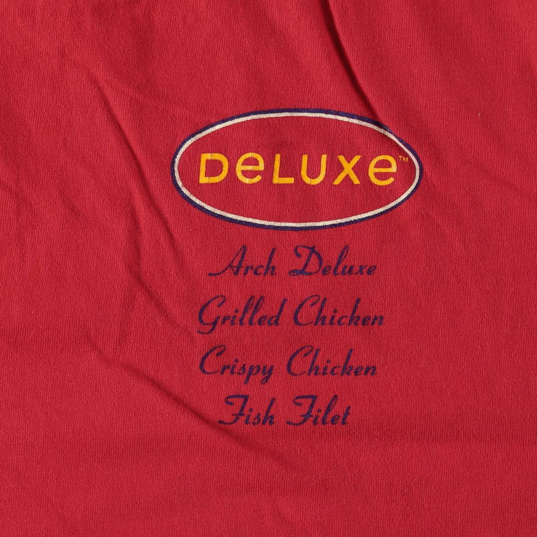 90'S Hanes McDonald's Deluxe Line Advertising T-Shirt, Men's XL (approx.), Vintage cotton red type Vintage Second Hand