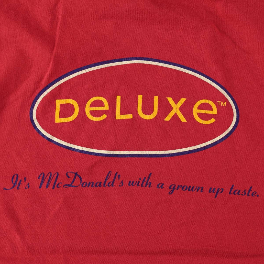 90'S Hanes McDonald's Deluxe Line Advertising T-Shirt, Men's XL (approx.), Vintage cotton red type Vintage Second Hand