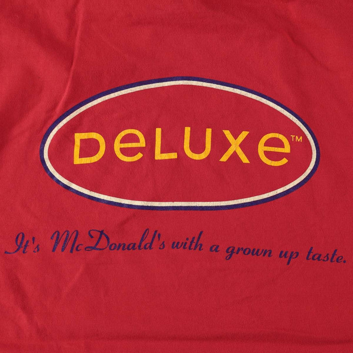 90'S Hanes McDonald's Deluxe Line Advertising T-Shirt, Men's XL (approx.), Vintage cotton red type Vintage Second Hand