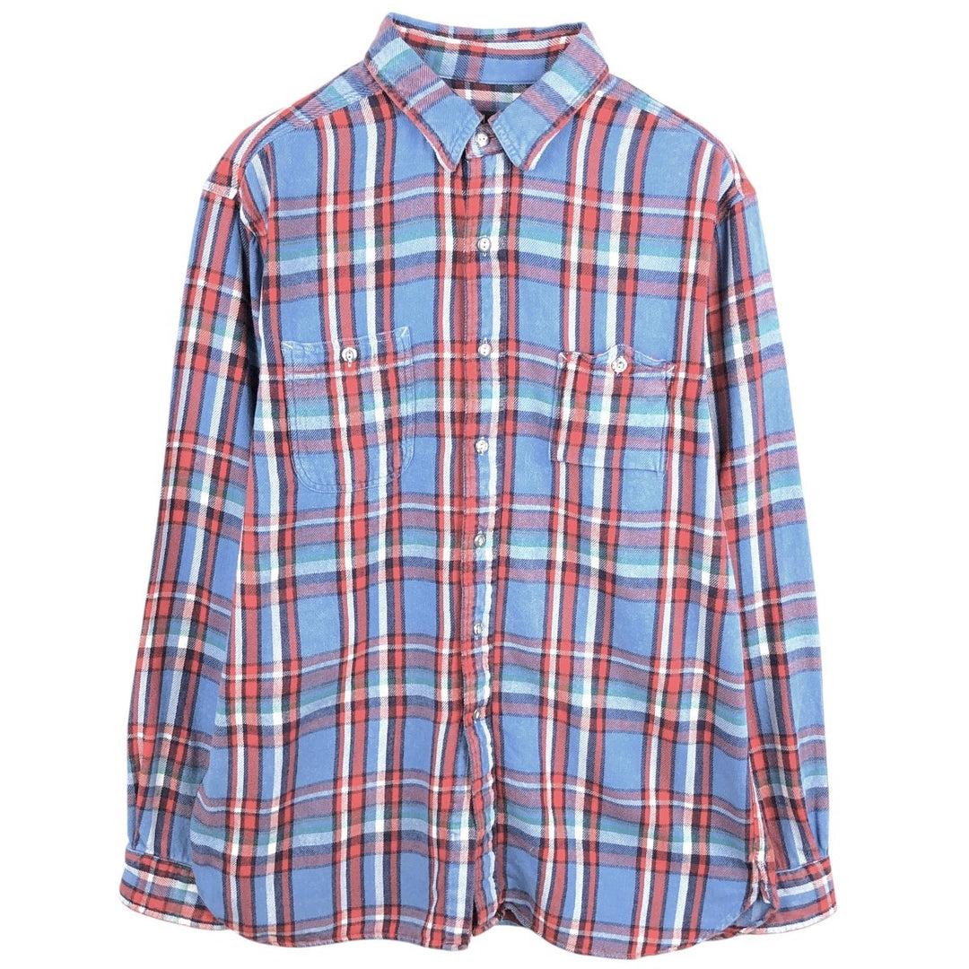 Ralph Lauren POLO RALPH LAUREN Long-Sleeve Light Flannel Check Shirt, Men's Size L (approx.) cotton Blue type light blue Vintage Second Hand