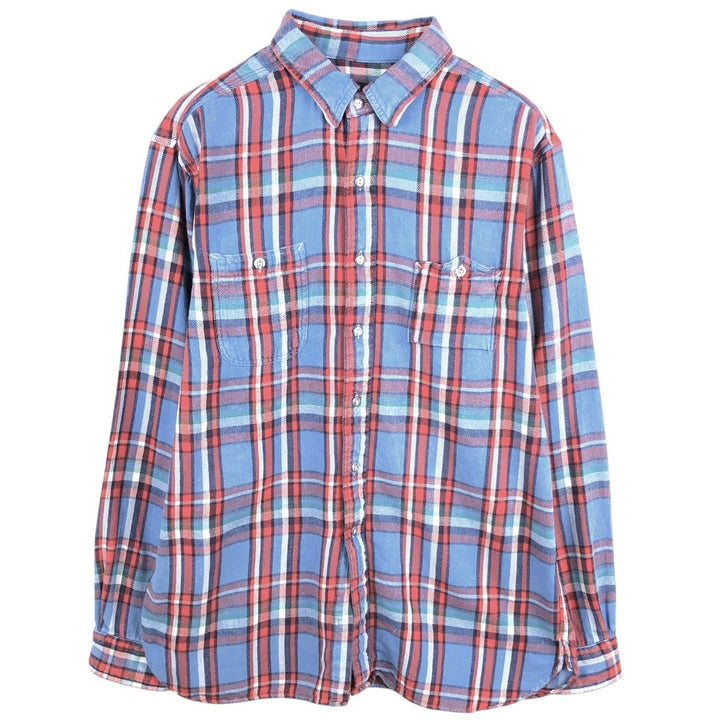 Ralph Lauren POLO RALPH LAUREN Long-Sleeve Light Flannel Check Shirt, Men's Size L (approx.) cotton Blue type light blue Vintage Second Hand