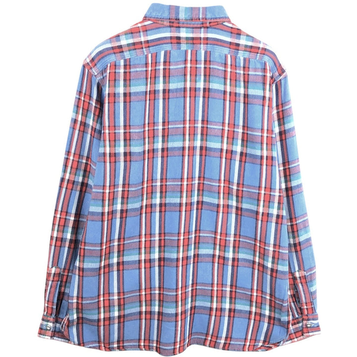 Ralph Lauren POLO RALPH LAUREN Long-Sleeve Light Flannel Check Shirt, Men's Size L (approx.) cotton Blue type light blue Vintage Second Hand