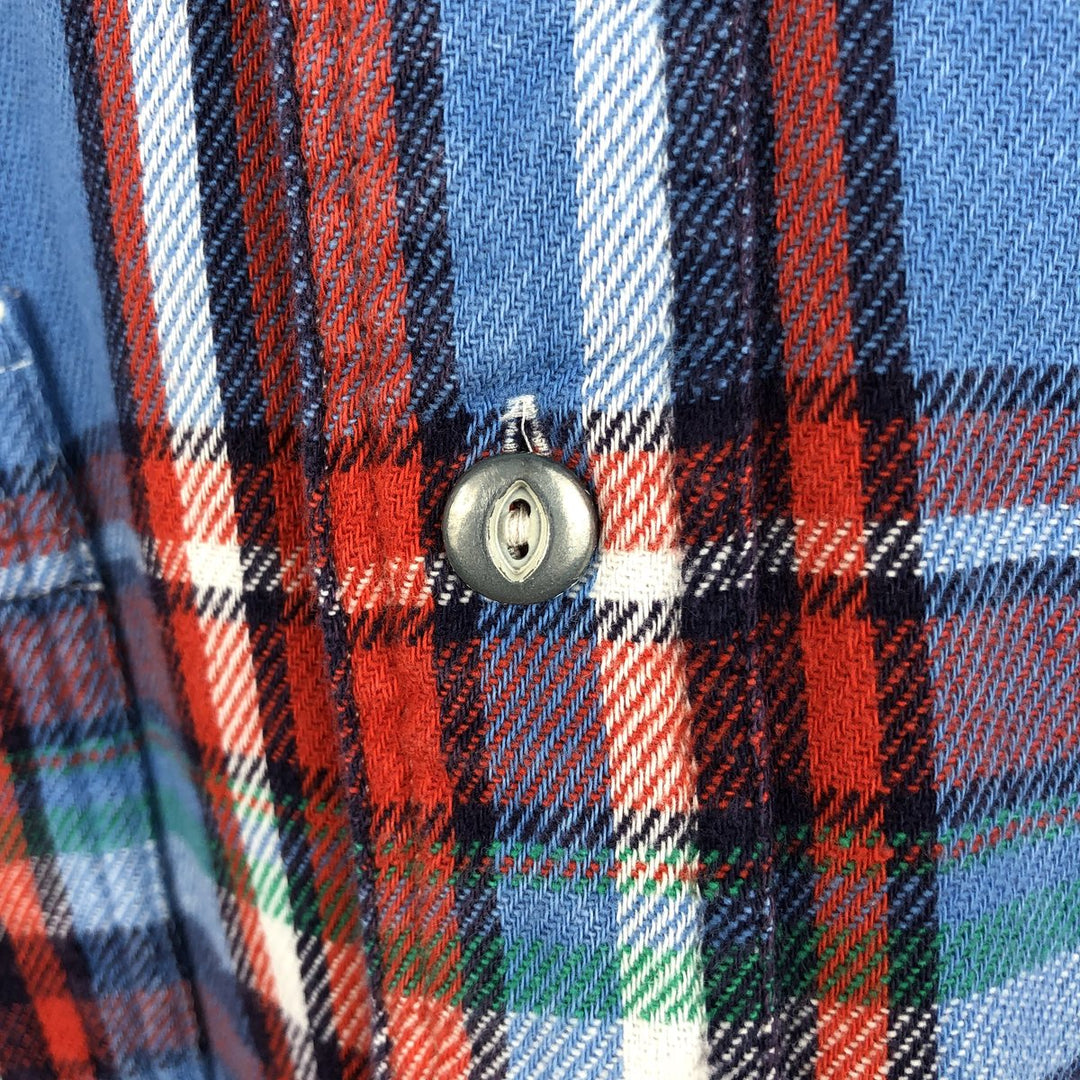 Ralph Lauren POLO RALPH LAUREN Long-Sleeve Light Flannel Check Shirt, Men's Size L (approx.) cotton Blue type light blue Vintage Second Hand