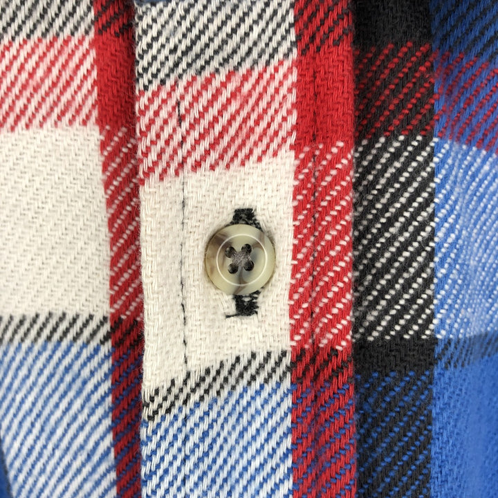 1990'S St. John's Bay BIG MAC Long-Sleeve Heavy Flannel Check Shirt, Men's Size L (approx.), Vintage cotton blue type Vintage Second Hand