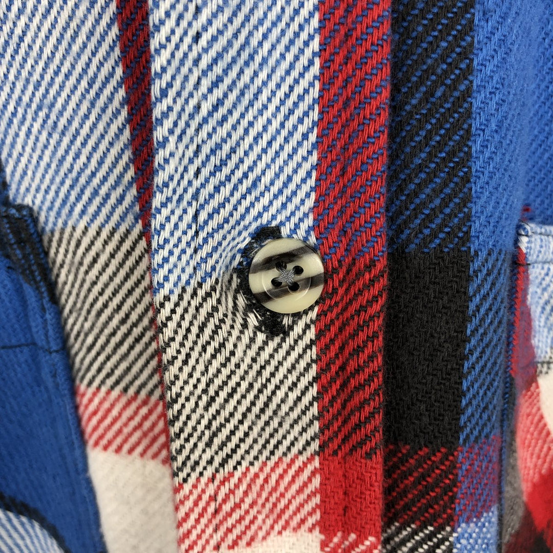 1990'S St. John's Bay BIG MAC Long-Sleeve Heavy Flannel Check Shirt, Men's Size L (approx.), Vintage cotton blue type Vintage Second Hand