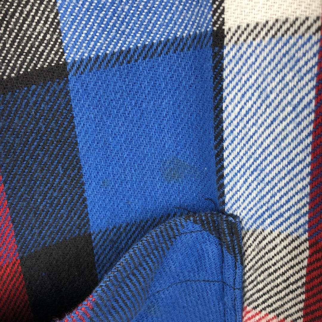1990'S St. John's Bay BIG MAC Long-Sleeve Heavy Flannel Check Shirt, Men's Size L (approx.), Vintage cotton blue type Vintage Second Hand