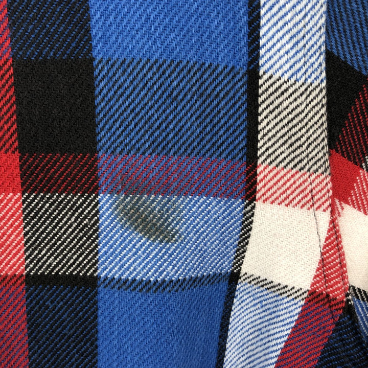 1990'S St. John's Bay BIG MAC Long-Sleeve Heavy Flannel Check Shirt, Men's Size L (approx.), Vintage cotton blue type Vintage Second Hand