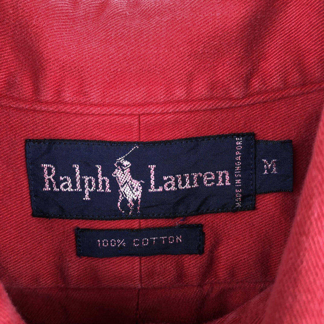 Ralph Lauren long sleeve button down shirt, men's size M cotton red type Vintage Second Hand