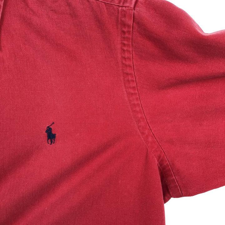 Ralph Lauren long sleeve button down shirt, men's size M cotton red type Vintage Second Hand