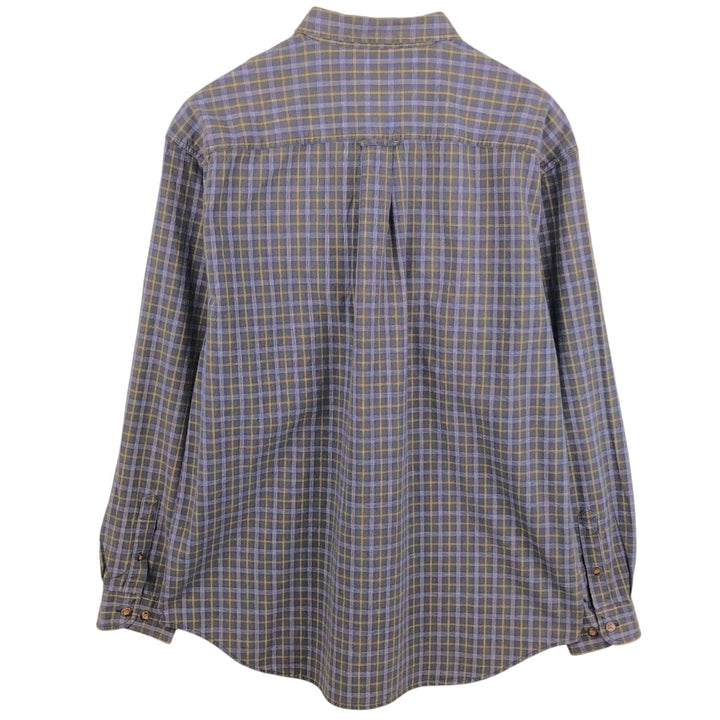 Eddie Bauer Check Pattern Long-Sleeve Cotton Check Shirt, Men's Size L (approx.) cotton Khaki type Vintage Second Hand