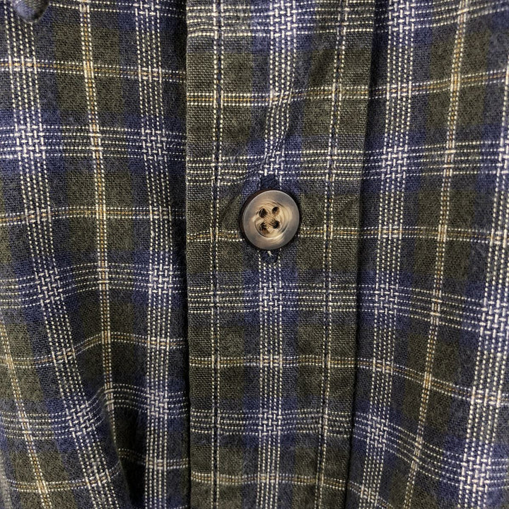 Eddie Bauer Check Pattern Long-Sleeve Cotton Check Shirt, Men's Size L (approx.) cotton Khaki type Vintage Second Hand