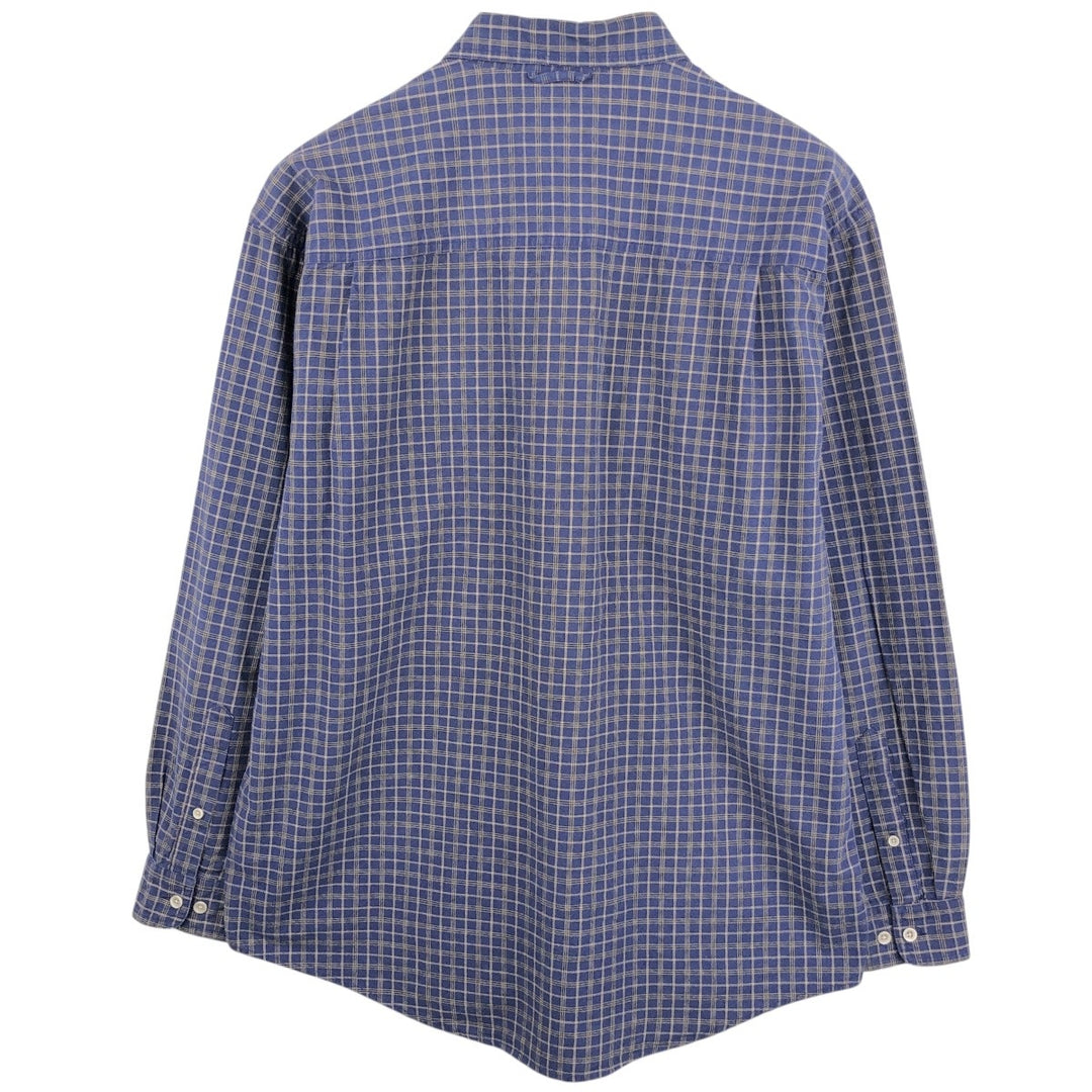 Eddie Bauer Men's Long Sleeve Cotton Check Shirt, Size L cotton Navy blue Vintage Second Hand