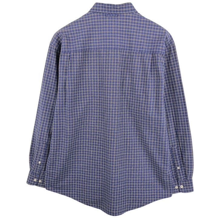 Eddie Bauer Men's Long Sleeve Cotton Check Shirt, Size L cotton Navy blue Vintage Second Hand