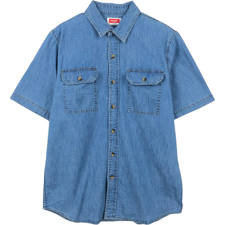 Wrangler Short-Sleeve Work Shirt, Men's Size M (approx.) cotton blue type Vintage Second Hand