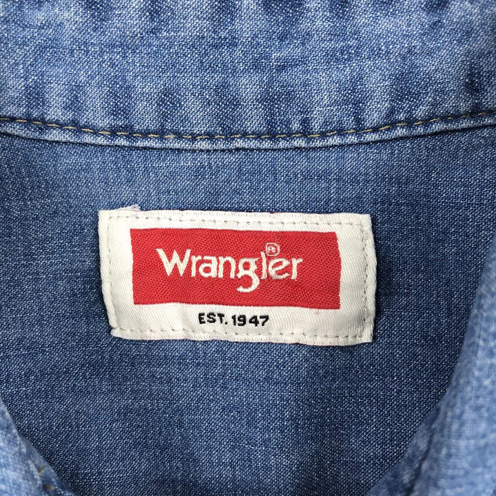 Wrangler Short-Sleeve Work Shirt, Men's Size M (approx.) cotton blue type Vintage Second Hand