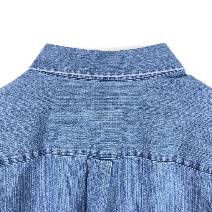 90s-00'S Vintage LLBean Long Sleeve Button-Down Denim Shirt, Men's Size L cotton blue type Vintage Second Hand