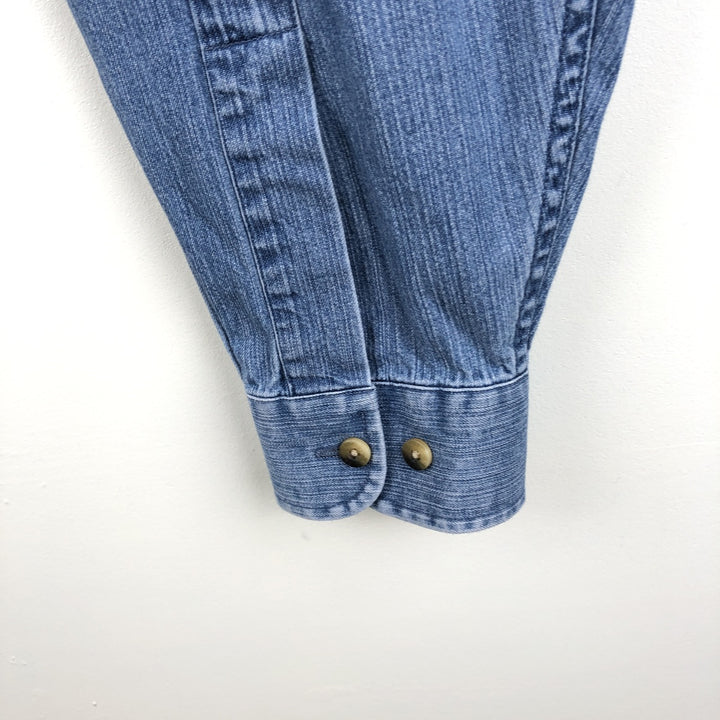 90s-00'S Vintage LLBean Long Sleeve Button-Down Denim Shirt, Men's Size L cotton blue type Vintage Second Hand