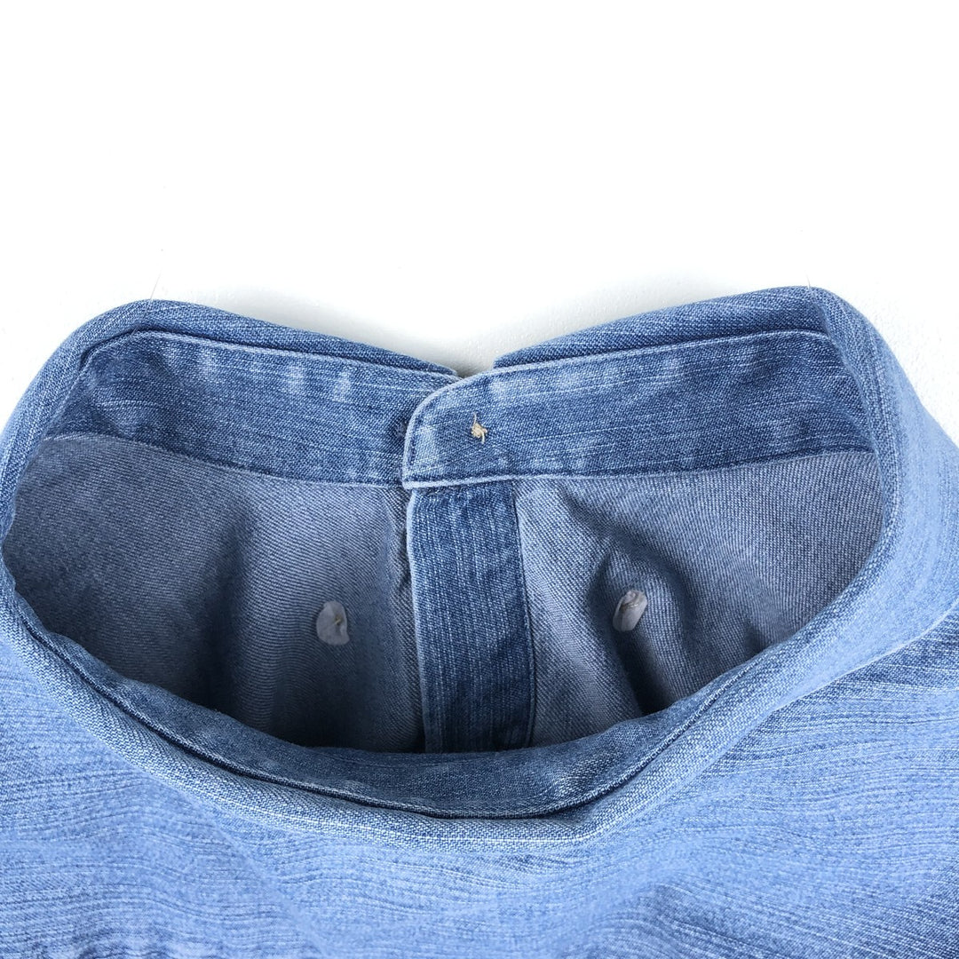 90s-00'S Vintage LLBean Long Sleeve Button-Down Denim Shirt, Men's Size L cotton blue type Vintage Second Hand