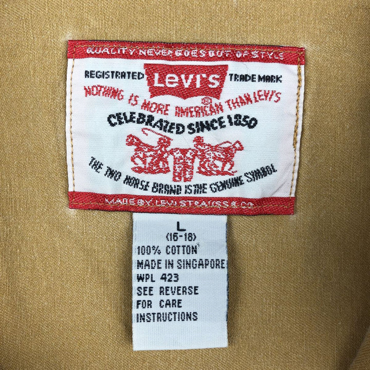 Levi's long-sleeved cotton shirt, women's size L (approx.) cotton ocher yellow type Vintage Second Hand