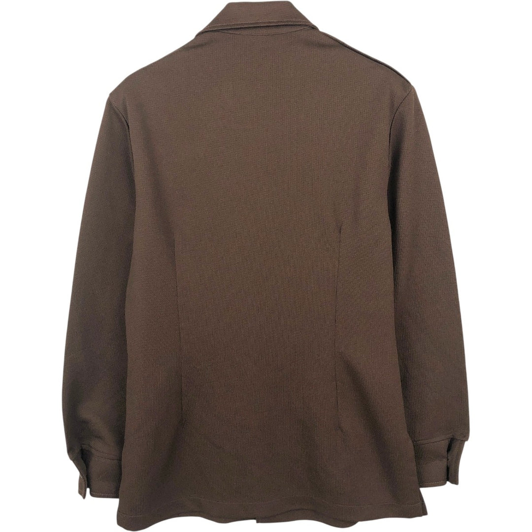 1970'S Lee Long-Sleeve Open-Collar Boxy Shirt, Made in USA, Men's Size M (Equivalent), Vintage unclear brown type Vintage Second Hand