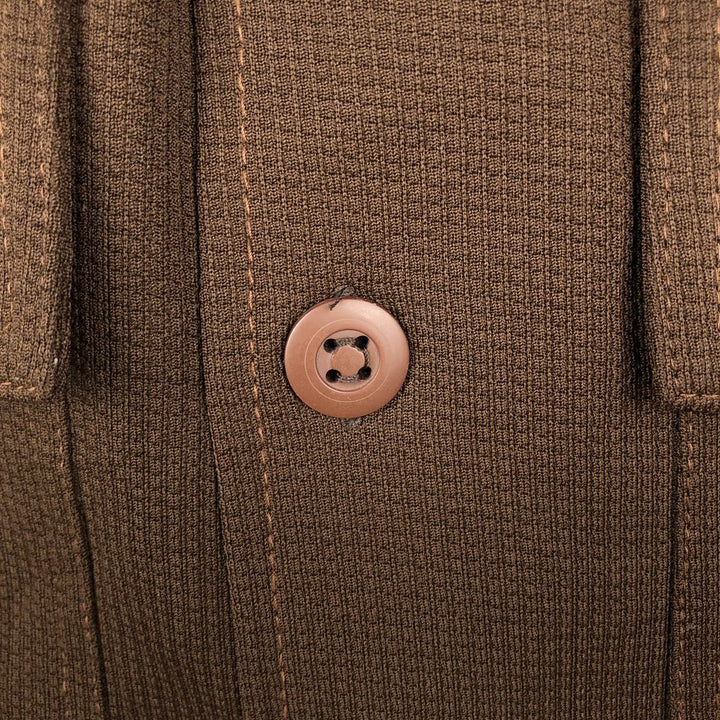 1970'S Lee Long-Sleeve Open-Collar Boxy Shirt, Made in USA, Men's Size M (Equivalent), Vintage unclear brown type Vintage Second Hand