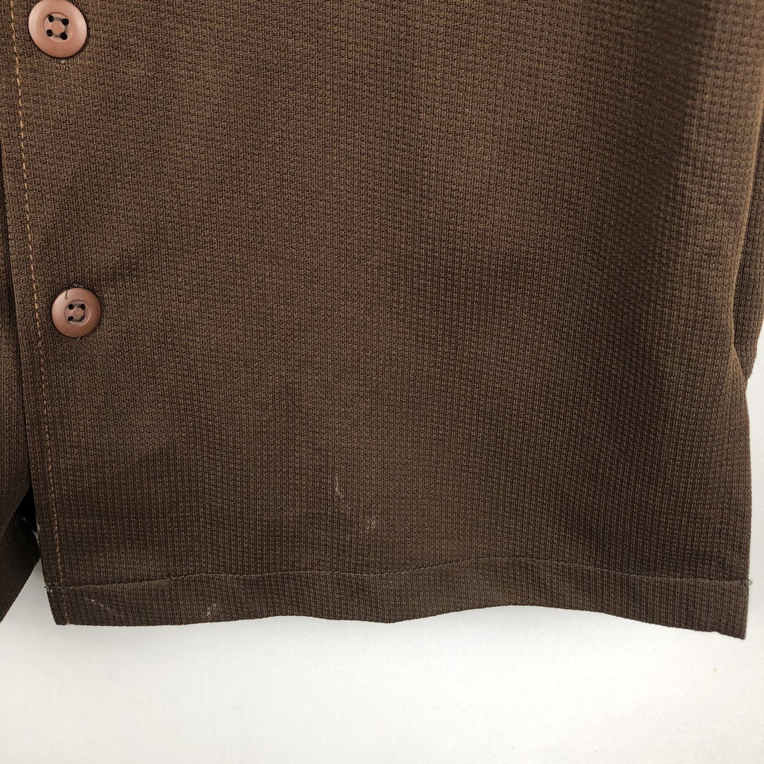 1970'S Lee Long-Sleeve Open-Collar Boxy Shirt, Made in USA, Men's Size M (Equivalent), Vintage unclear brown type Vintage Second Hand