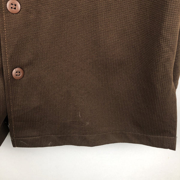 1970'S Lee Long-Sleeve Open-Collar Boxy Shirt, Made in USA, Men's Size M (Equivalent), Vintage unclear brown type Vintage Second Hand