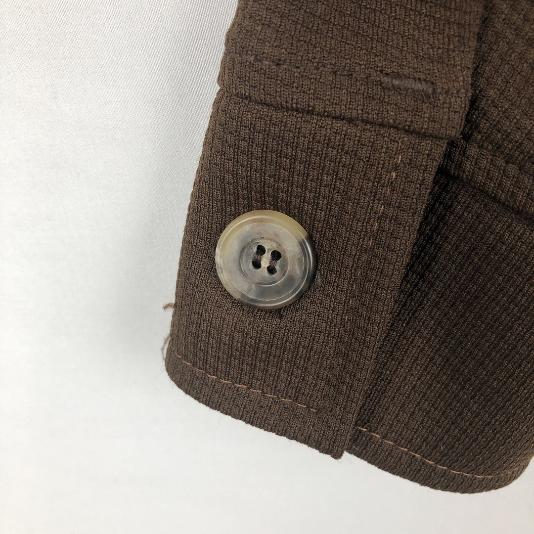 1970'S Lee Long-Sleeve Open-Collar Boxy Shirt, Made in USA, Men's Size M (Equivalent), Vintage unclear brown type Vintage Second Hand