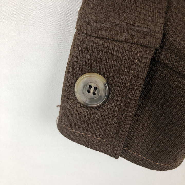1970'S Lee Long-Sleeve Open-Collar Boxy Shirt, Made in USA, Men's Size M (Equivalent), Vintage unclear brown type Vintage Second Hand