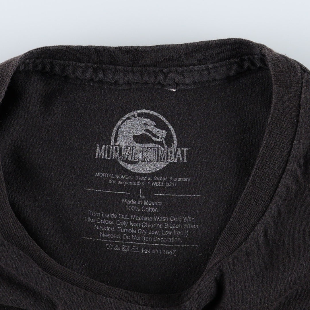 MORTAL KOMBAT Anime Character Print T-Shirt (Men's Size L) cotton black type Vintage Second Hand