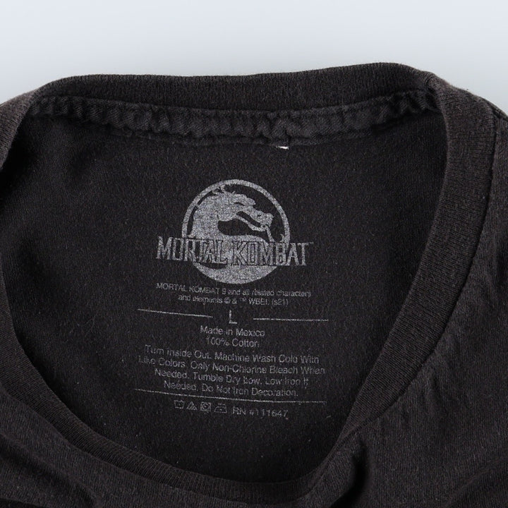 MORTAL KOMBAT Anime Character Print T-Shirt (Men's Size L) cotton black type Vintage Second Hand