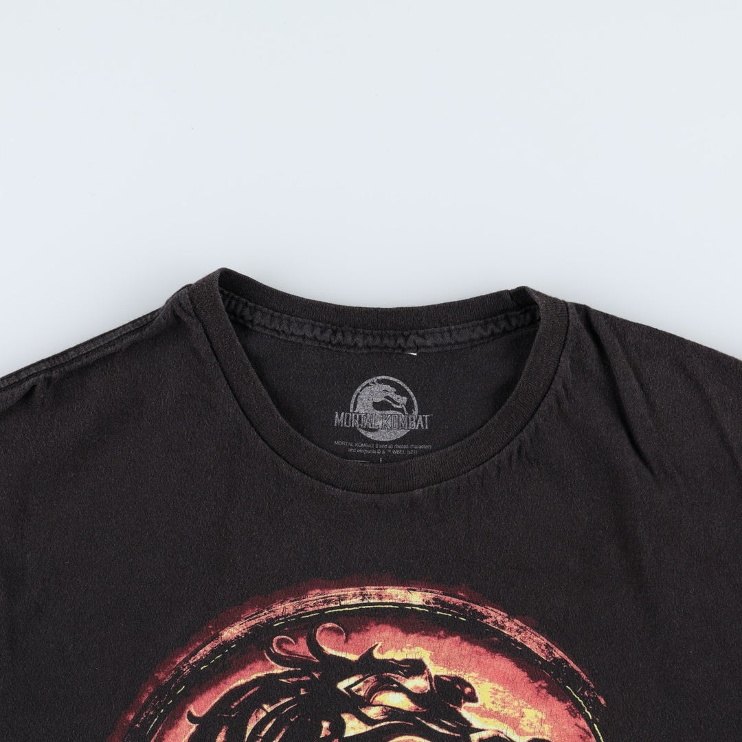 MORTAL KOMBAT Anime Character Print T-Shirt (Men's Size L) cotton black type Vintage Second Hand