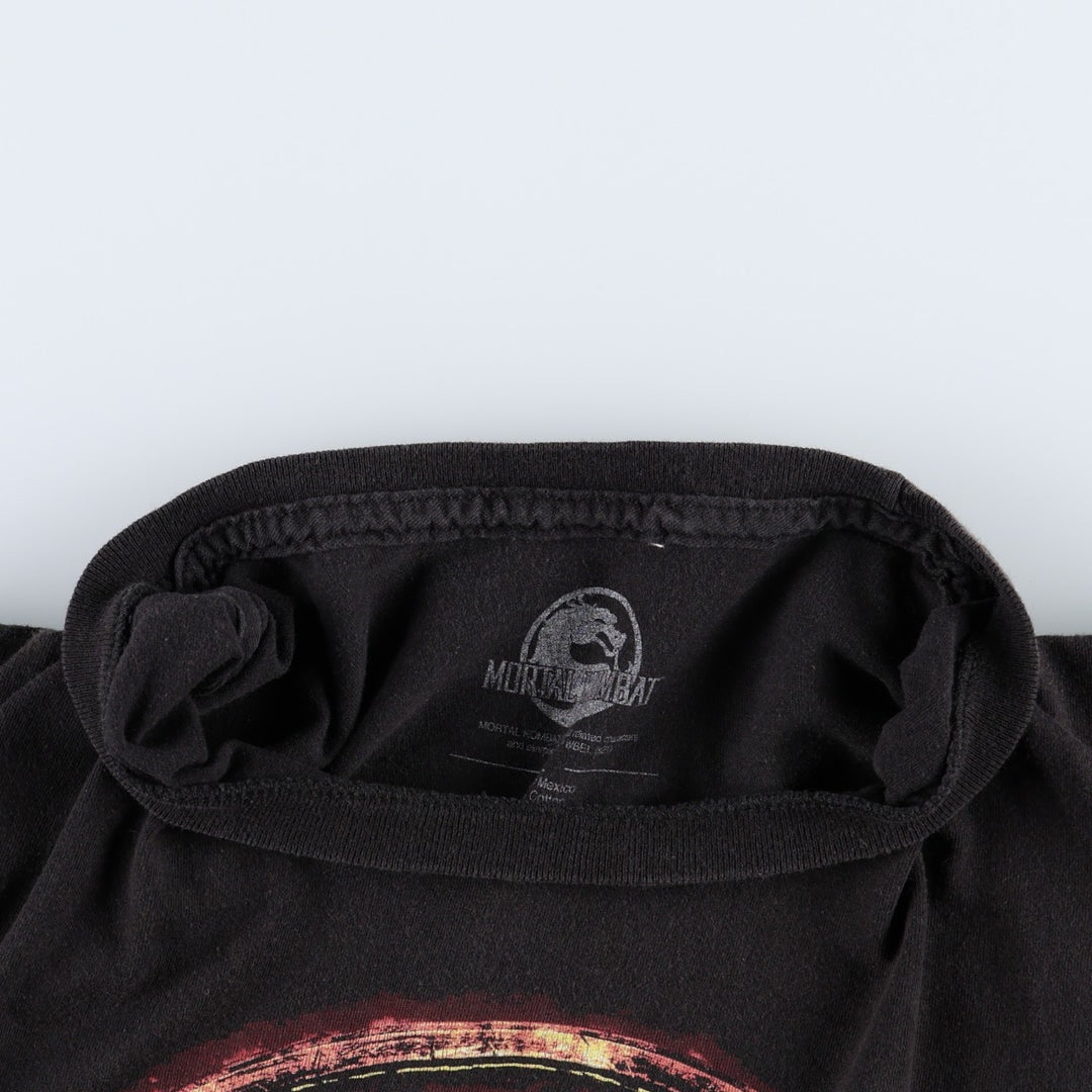 MORTAL KOMBAT Anime Character Print T-Shirt (Men's Size L) cotton black type Vintage Second Hand