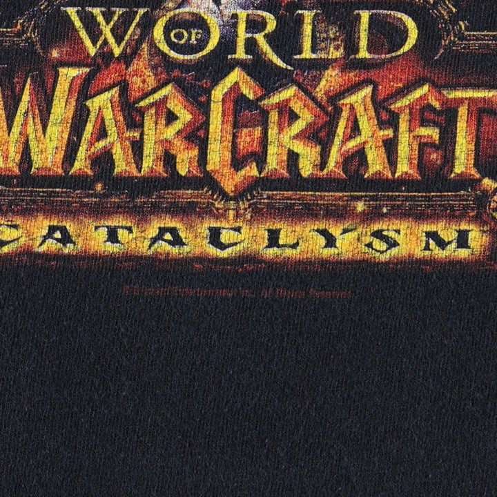 BLIZZARD ENTERTAINMENT World of Warcraft Cataclysm Anime Character Print T-Shirt (Men's XL equivalent) cotton black type Vintage Second Hand